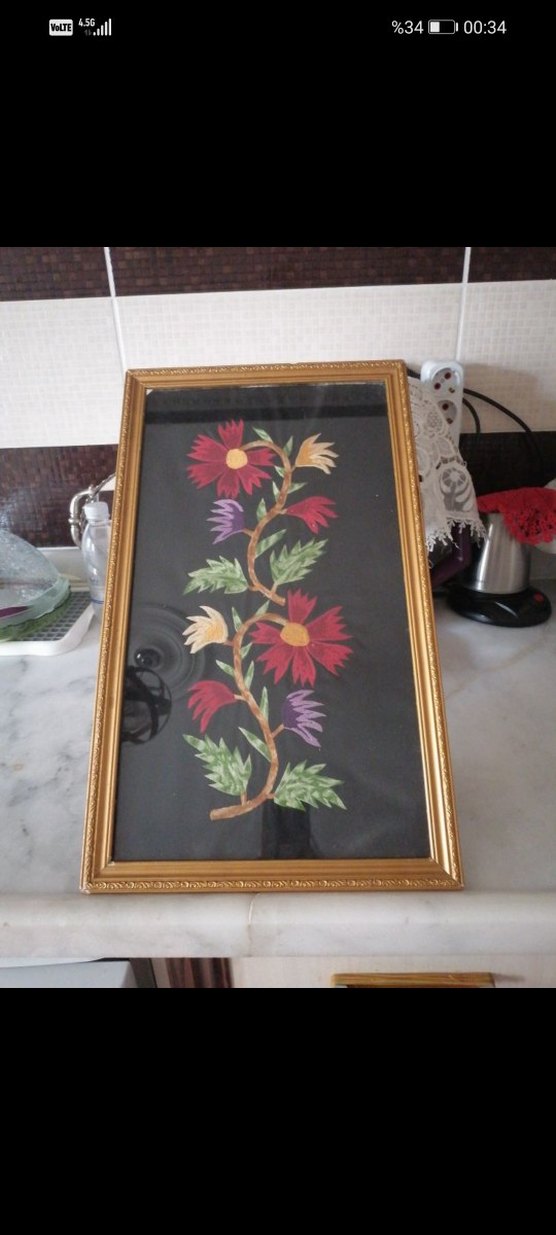 Çerçeveli Çok Renkli Çiçekli Tablo - Görsel 2