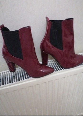 Bordo Rugan Stiletto Topuklu Kadın Bot - Görsel 2