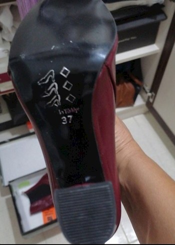 Bordo Rugan Stiletto Topuklu Kadın Bot - Görsel 6