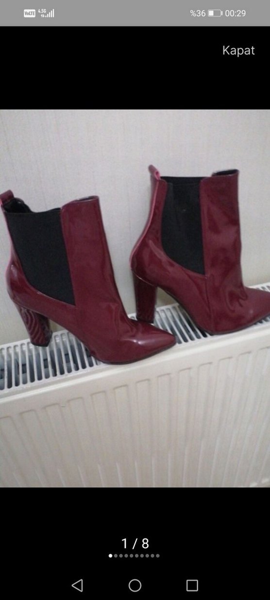 Bordo Rugan Stiletto Topuklu Kadın Bot - Görsel 2