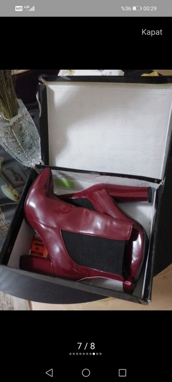 Bordo Rugan Stiletto Topuklu Kadın Bot - Görsel 5