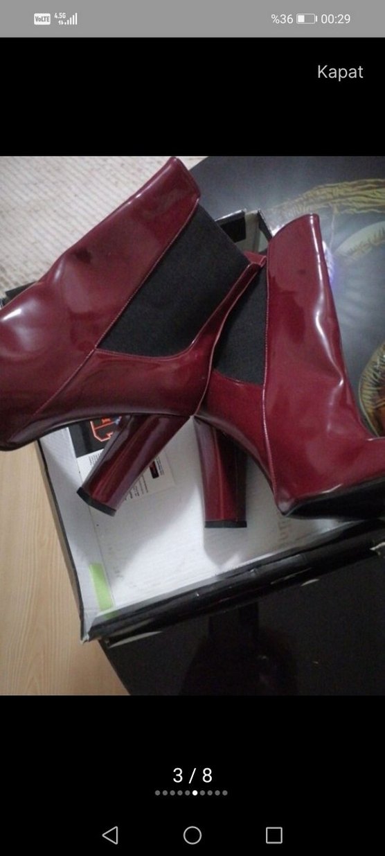 Bordo Rugan Stiletto Topuklu Kadın Bot - Görsel 4