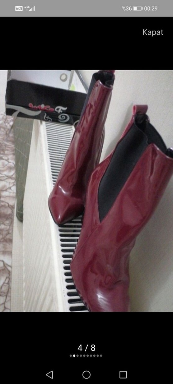 Bordo Rugan Stiletto Topuklu Kadın Bot - Görsel 3