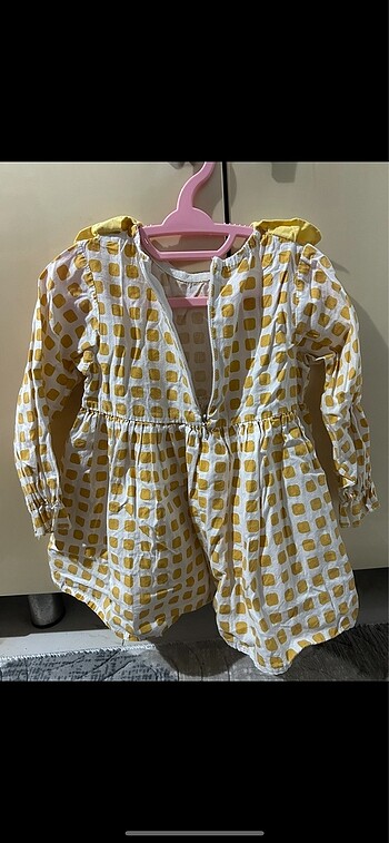 12-18 Ay Beden sarı Renk Kız bebek elbise