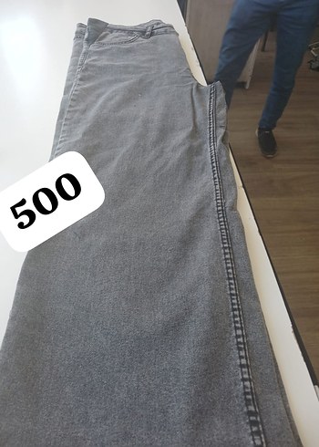 Gri Düğmeli Kadın Midi Boy Kot Pantolon