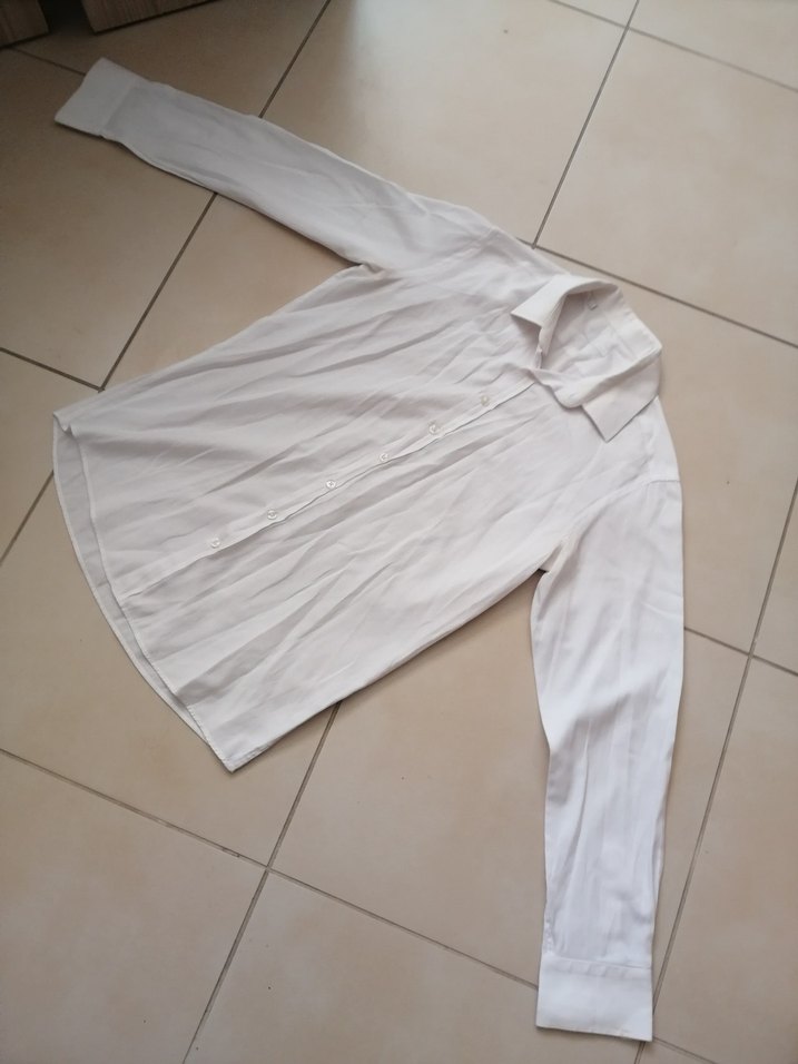 Beyaz uzun  Kollu Keten Erkek Gömlek - Görsel 3