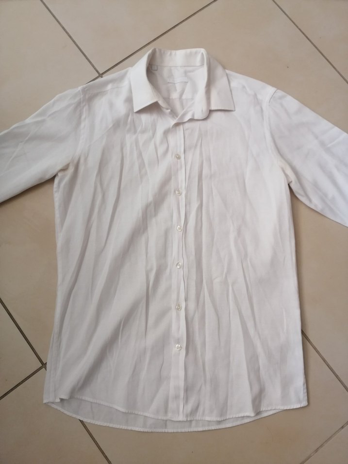 Beyaz uzun  Kollu Keten Erkek Gömlek - Görsel 2