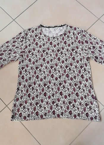 Bordo Desenli Uzun Kollu Kadın Bluz - Görsel 2