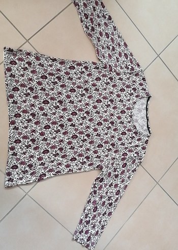 Bordo Desenli Uzun Kollu Kadın Bluz - Görsel 4