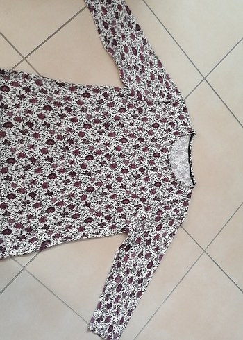 Bordo Desenli Uzun Kollu Kadın Bluz - Görsel 3