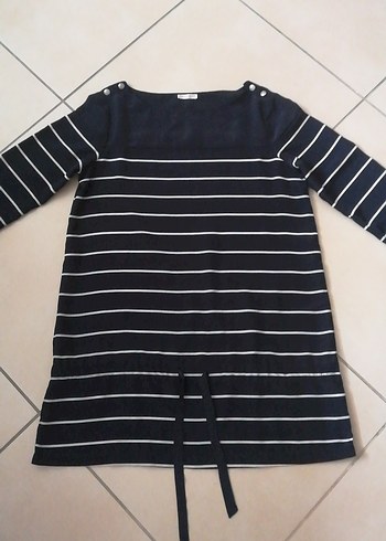 Düğmeli Siyah Çizgili Hamile Triko - Görsel 3