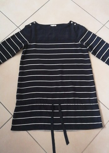 Düğmeli Siyah Çizgili Hamile Triko - Görsel 2