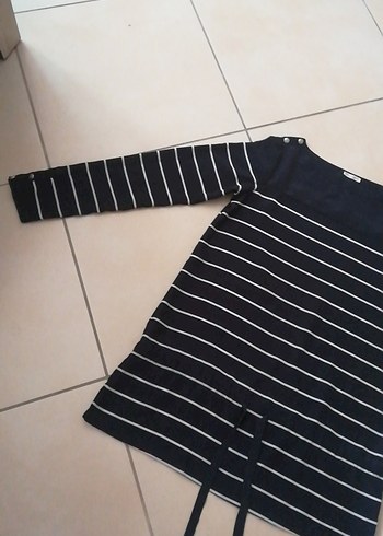 Düğmeli Siyah Çizgili Hamile Triko - Görsel 4