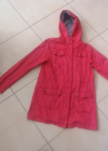 Kız Çocuk Pembe Kapüşonlu Düğmeli Yağmurluk kodu Ü 140 - Görsel 3