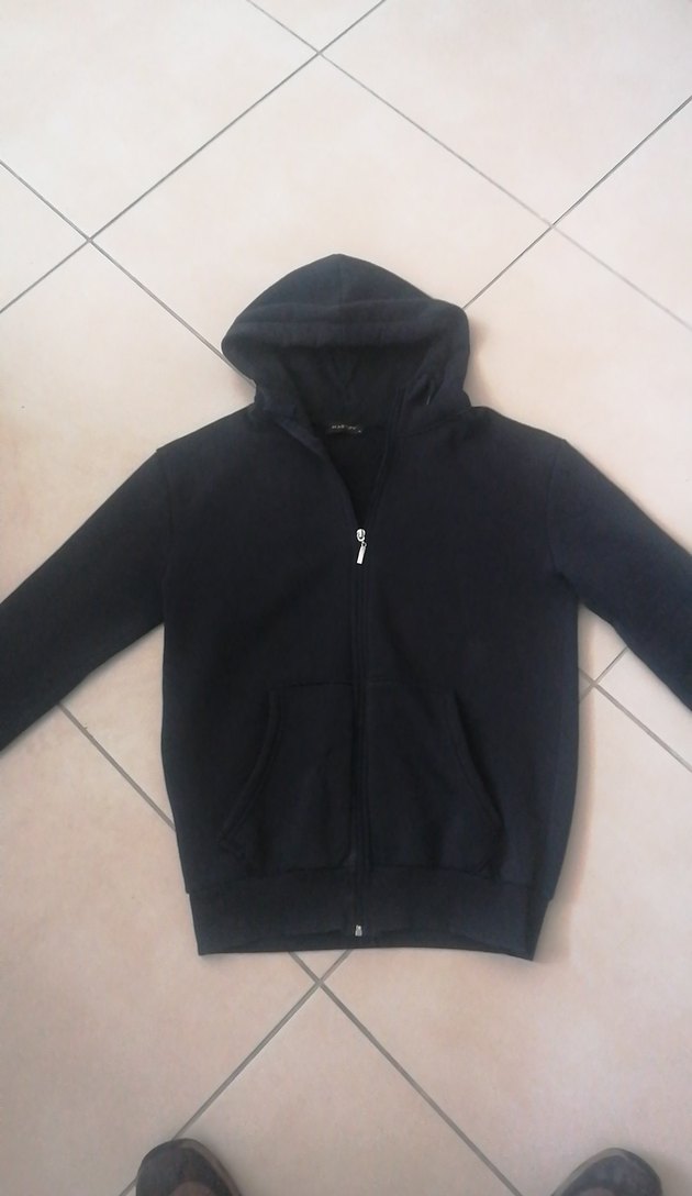 Erkek Siyah Kapüşonlu Fermuarlı Sweatshirt - Görsel 2