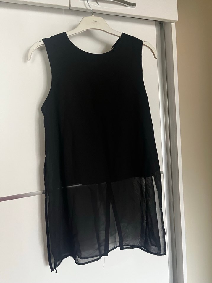 Siyah Kolsuz Salaş Midi Bluz - Görsel 2