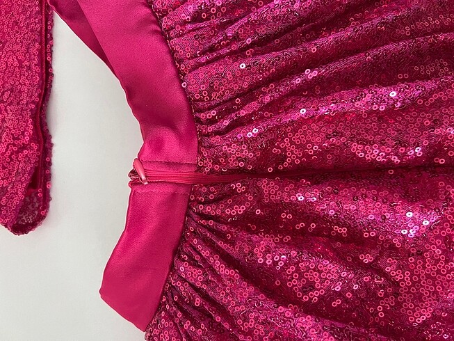 6 Yaş Beden pembe Renk Barbie kostüm pul payet