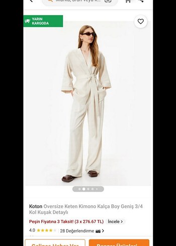 Koton Oversize Keten Kimono Tulum