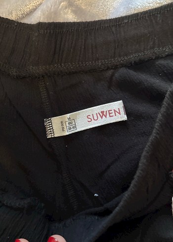 m Beden Püsküllü Nakışlı Siyah Bohem Kadın Plaj Pantolon