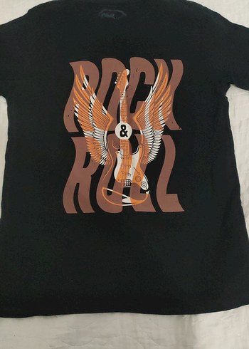 Siyah Rock Punk Baskılı Erkek cocuk Tişört