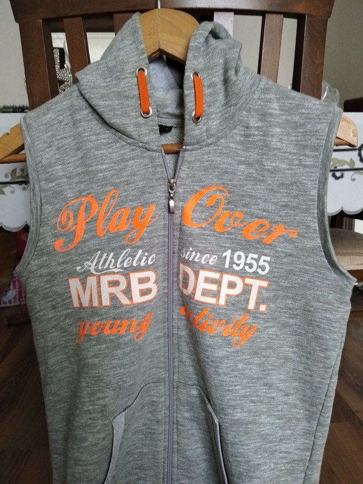 Gri Erkek Çocuk Kapüşonlu Fermuarlı Yelek - Görsel 3