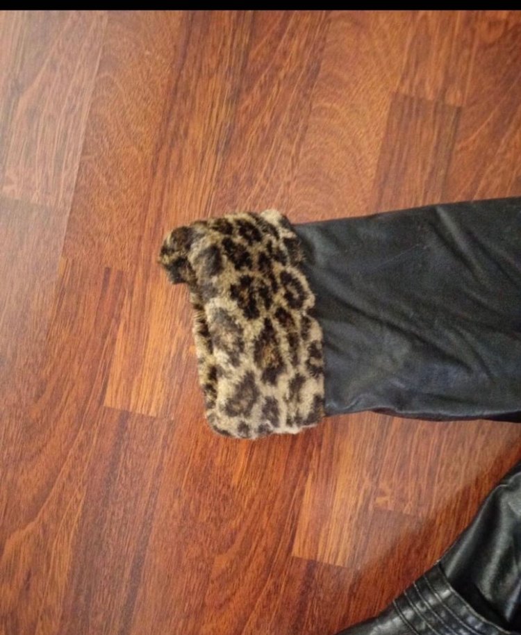 Leopar Detaylı Vintage Deri Ceket - Görsel 2