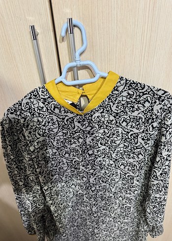 Uzun Kollu Desenli Gri Kadın Tunik tesettür - Görsel 3