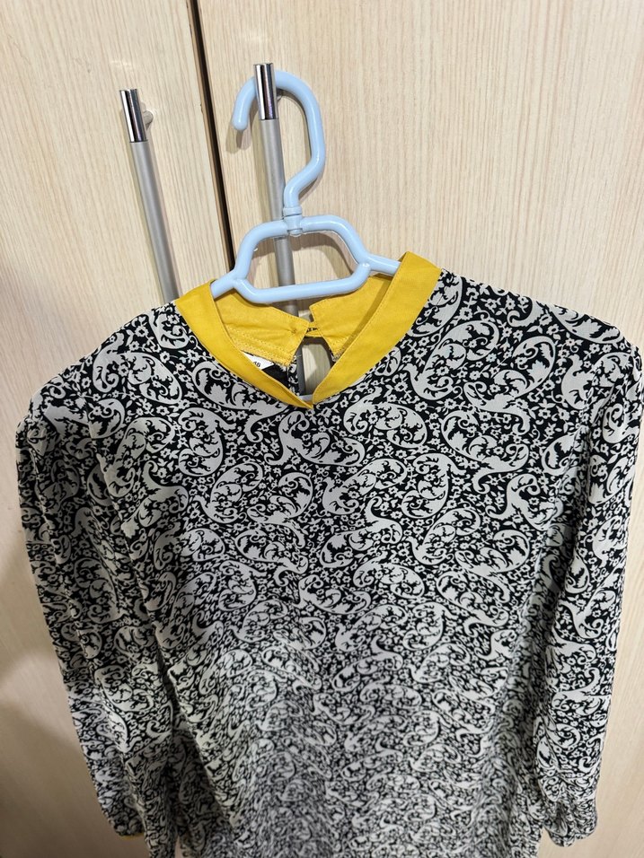 Uzun Kollu Desenli Gri Kadın Tunik tesettür - Görsel 3