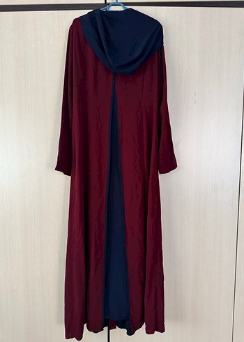 Bordo Uzun Kollu Kadın Uzun ferace tesettür - Görsel 2