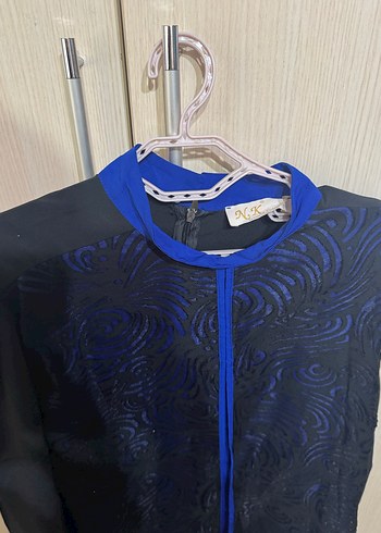 Mavi İş Ofis Uzun Kollu Gotik tesettür tunik - Görsel 3