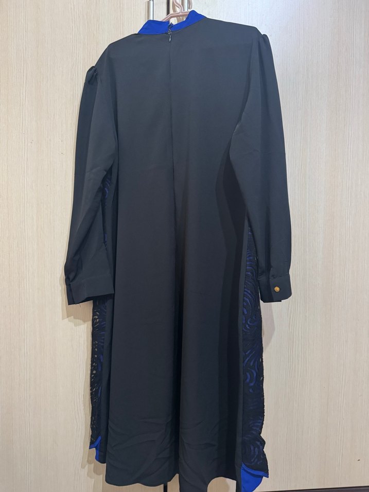 Mavi İş Ofis Uzun Kollu Gotik tesettür tunik - Görsel 2