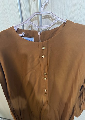 Düğmeli Uzun Kollu Keten Tunik - Görsel 3