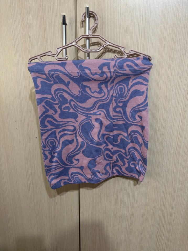 Mor Desenli Örme Crop Top etek takım - Görsel 3