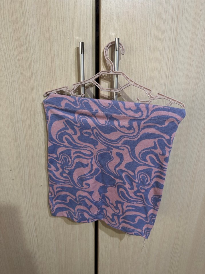 Mor Desenli Örme Crop Top etek takım - Görsel 4