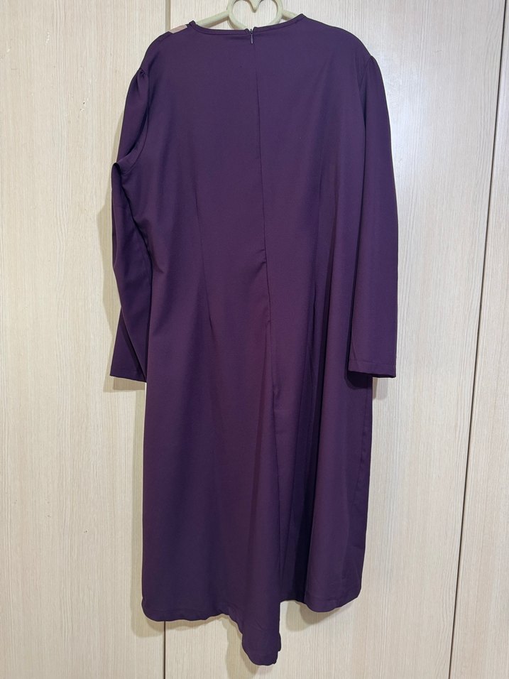 Mor Baskılı Uzun tesettür takım - Görsel 2