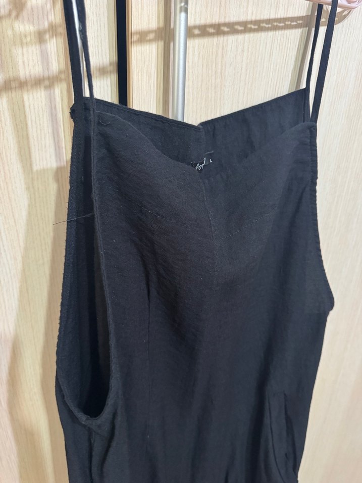 Kadın Siyah Uzun Askılı Tulum - Görsel 3