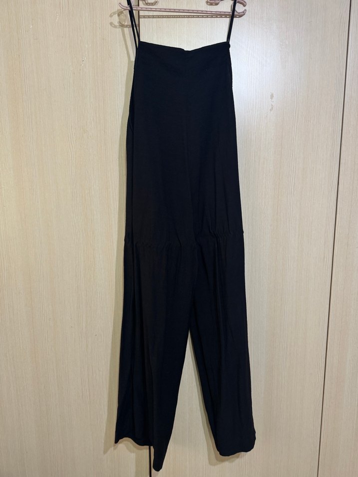 Kadın Siyah Uzun Askılı Tulum - Görsel 2