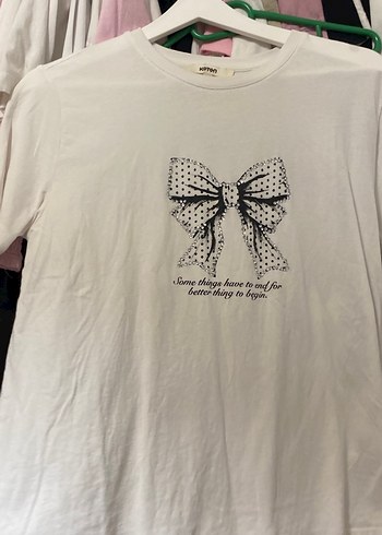 Kadın Beyaz Pamuklu Baskılı Tişört - Görsel 4