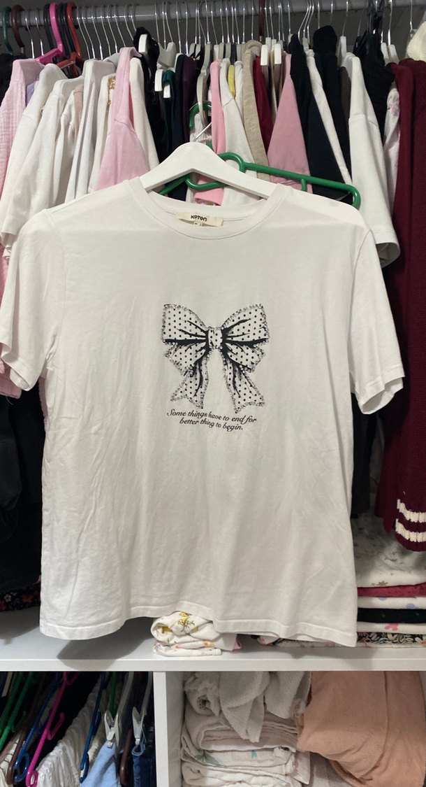 Kadın Beyaz Pamuklu Baskılı Tişört - Görsel 5