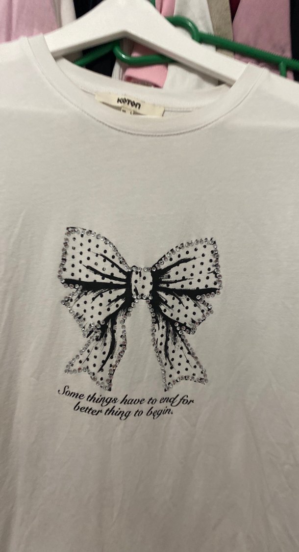 Kadın Beyaz Pamuklu Baskılı Tişört - Görsel 2