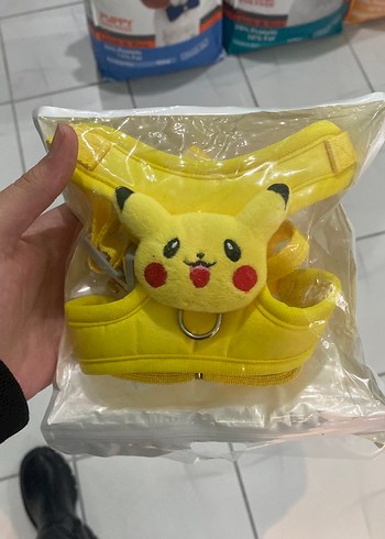 Sarı Pikachu Temalı köpek gezdirme tasması