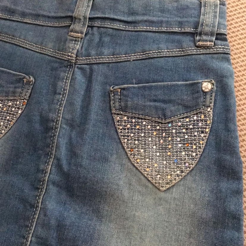 Kız Çocuk Payetli Nakışlı Denim Etek 4-5 yaş - Görsel 3