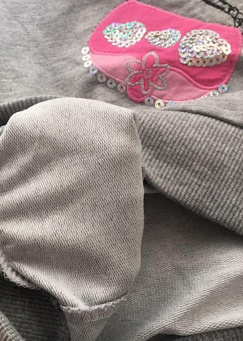 Gri Nakışlı Kız Eşofman Takımı - - Görsel 3