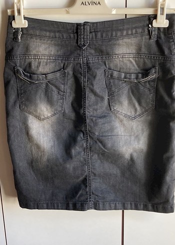 Gri Denim Midi Kalem Etek - Görsel 4