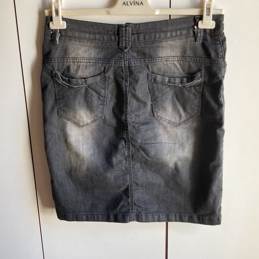 Gri Denim Midi Kalem Etek - Görsel 4