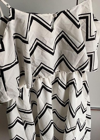 Zebra Desenli Beyaz Mini Elbise - Görsel 7