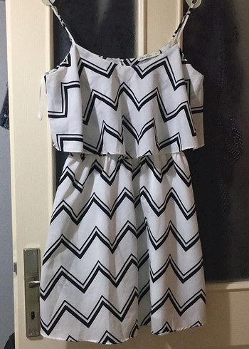 Zebra Desenli Beyaz Mini Elbise - Görsel 3