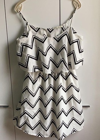 Zebra Desenli Beyaz Mini Elbise - Görsel 2