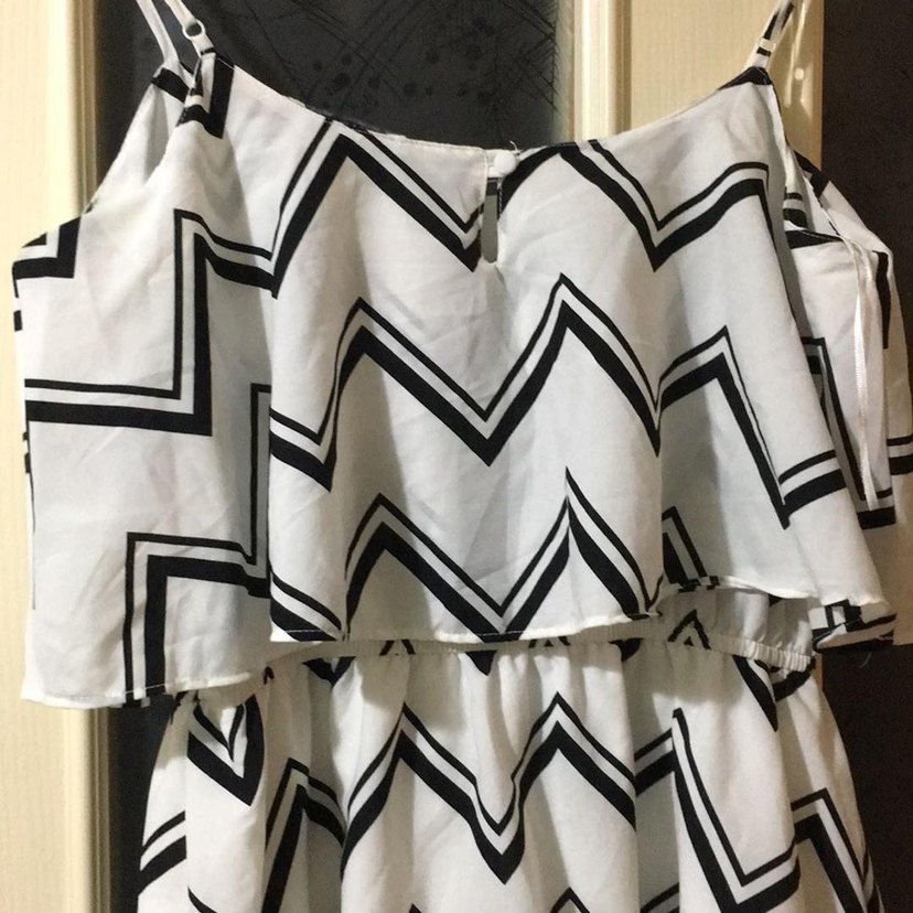 Zebra Desenli Beyaz Mini Elbise - Görsel 4