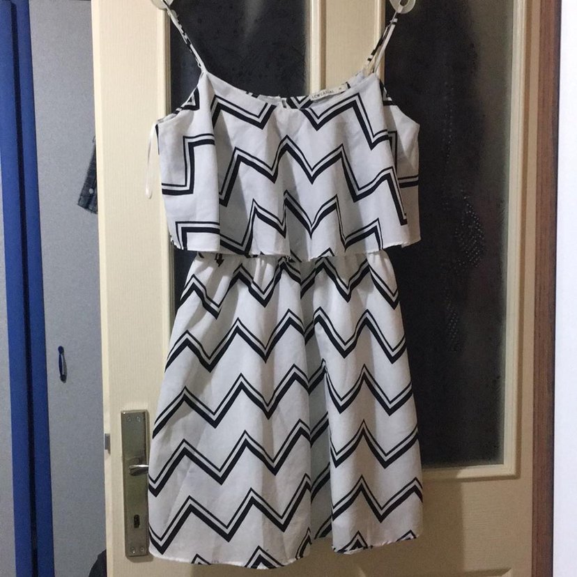 Zebra Desenli Beyaz Mini Elbise - Görsel 3